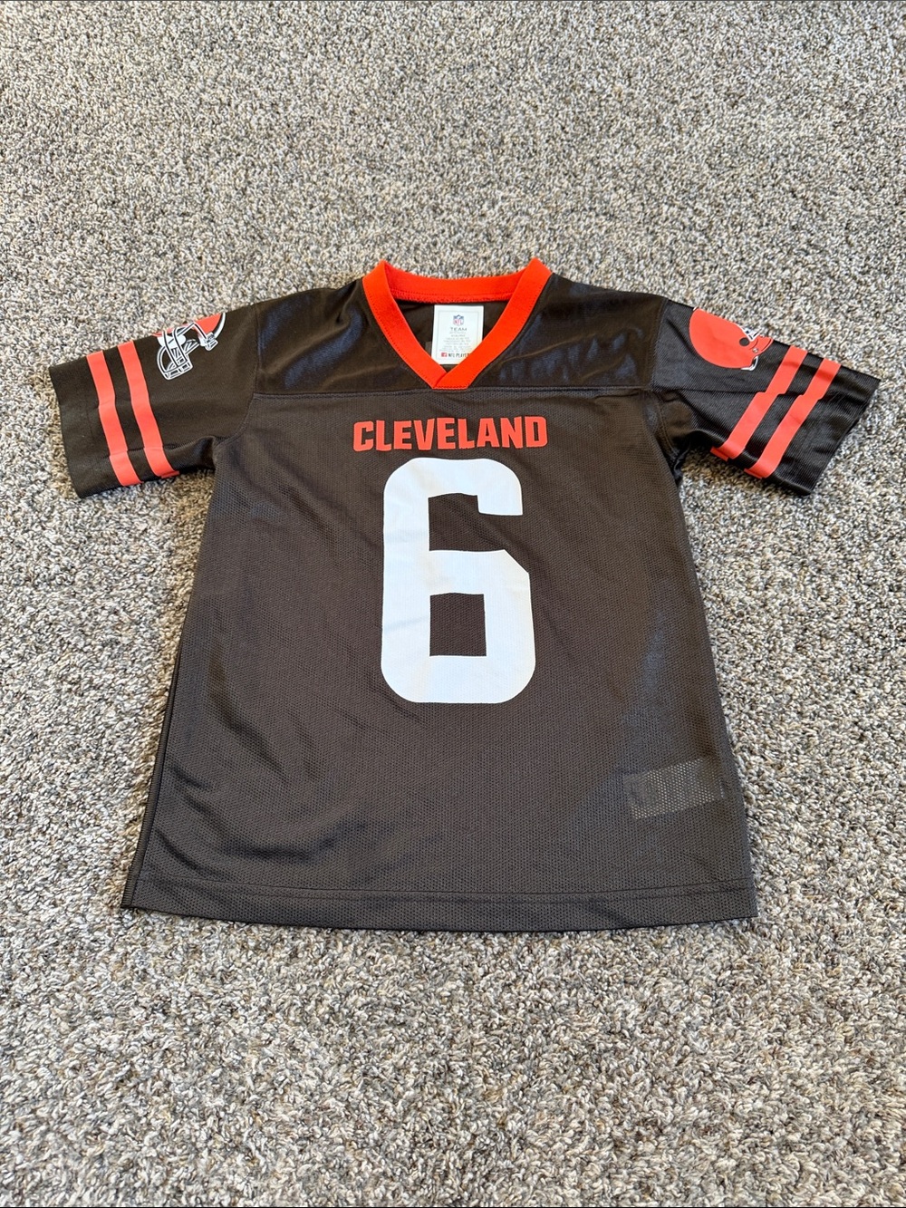 NFL Cleveland Mayfield Kids Jersey in Brown and Orange with White Number